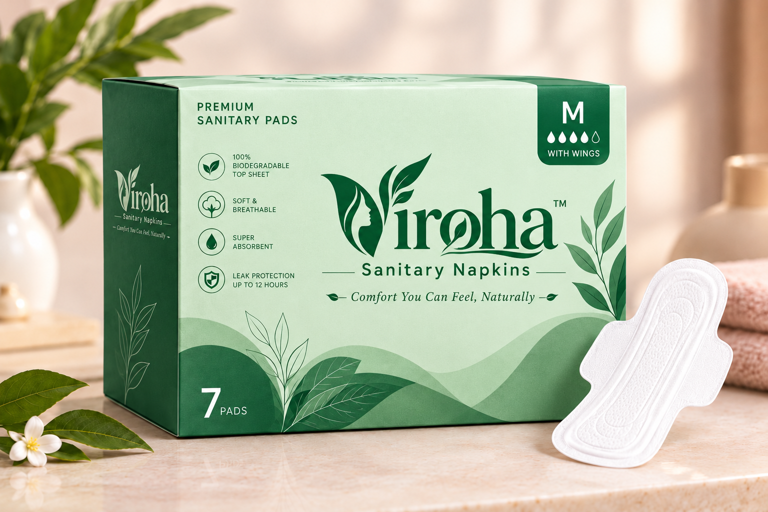 Viroha medium-size sanitary pad pack